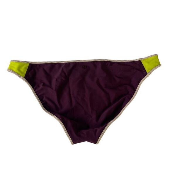 Lululemon Burgundy Red Navy Reversible Bikini Bottom See MEASUREMENTS Women's 10 - Picture 3 of 10